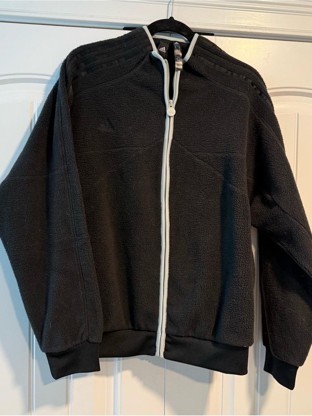 Adidas Black Full-Zip Fleece Jacket with White Trim